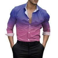 Mgoohoen majice s dugim rukavima za muškarce Ugodno prozračno casual rever dugme pamučni materijal Besplatno