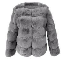 Ženski kaput plus veličina kratki topli furry Fauxlong jakne rukav kaput