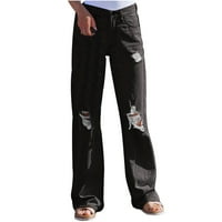 Žene Jeans Plus Veličina Veličina Dugme dugmeta Zipper Pocket Casual Bakeres Široke noge tanke hlače