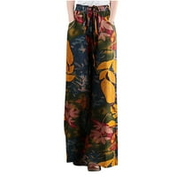 Retro široke pamučne pakove za žene za žene zazor Ljeto Prodaja Visoke elastične struine pantalone Casual