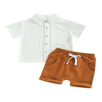 Coduop Toddler Boys Ljetna set odjeće, majica gumba kratkih rukava + elastični hlače