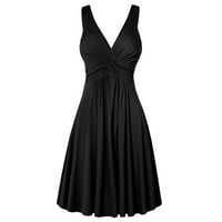 Penskaiy ženska moda V-izrez Retro rezana snimka slim flare suknje haljine besplatna sklop xl crna ljetna