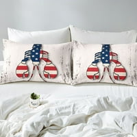 Američka zastava Komforper Poklopac jastog kreveta, geometrijski prugasti dekor Duvet poklopac kraljice