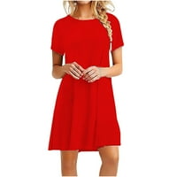 Yubnlvae Fall haljina Ženska haljinaShort rukava na plažiKasilno labava haljina Ženska haljina crvena