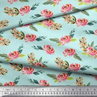 Soimoi Green Rayon tkanina od lišća i peony cvjetni tiskani tkaninski dvorište širom