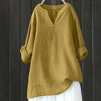 Giligiliso bluze za žene plus veličine Ženska V-izrez dugih rukava Loatumand posteljina jesenje majice