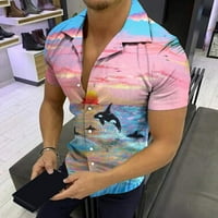 Muška havajska košulja cvjetna tropska plaža casual gumb dole polo majice, apstraktne tiskane majice