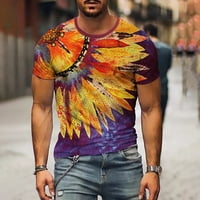 Outfmvch Polo majice za muškarce Ljeto Ležerne prilike 3D Ed Okrugli vrat Top majica Bluza Wemens Dukseteri