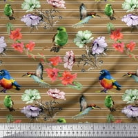 Tkanina Soimoi Rayon Tkanina, ptice i anemone cvjetne tiskane tkanine sa širokim dvorištem