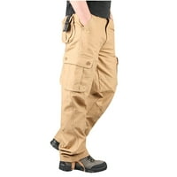 Muške hlače snimke Slim Fit Multi džepovi sa čvrstim bojama sa zatvaračem za zatvaranje elastične strugove