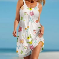 Homedles sunčane haljine žene - bez rukava otisnuta ljetna posada Clossey Beach Sexy ženske ženske haljine