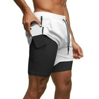 Lopecy-Sta muške dvospratne trke za trčanje pet - točka kamuflažne kratke hlače za muškarce popust za