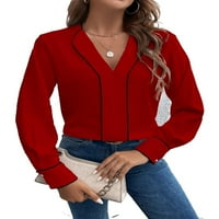 Ženski elegantni prugasti Vrući za regres s dugim rukavima crvene bluze m