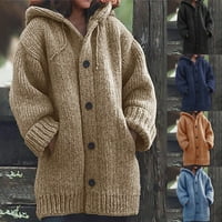 Džemper sa kapuljačom čvrstim bojama u boji toplo jedno-grud srednje pletene kardigan jakne u ulici