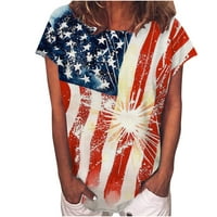 Žene 4. jula vrši dan neovisnosti Popularna američka zastava tiskana majica kratki rukav ljetni labavi