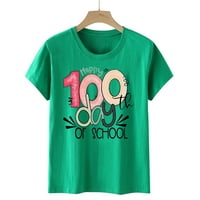 Ženske majice kratki rukav vrhovi bluze Regularne fit t majice Pulover tees vrhovi sretni 100. školski