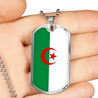 Ogrlica za zastavu Alžir Alžir zastava od nehrđajućeg čelika ili 18K zlatni pas za pse 24