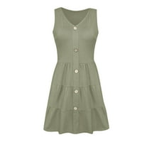 Zuwimk Ljetne haljine za žene, ženske ruširane špagete remene bez rukava Bodycon midi dugi zabava za klub Green, XL