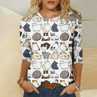 Meichang ženski rukav vrhovi slatkih životinja grafički grafički ispis bluze Crewneck Funny Bolid majice
