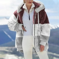 Ženski zimski kaputi za patchwork fleece jakne za žene zima topla jakna s dugim rukavima kaput labav patentni zatvarač plus polugar