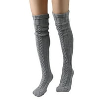 Žene bedrine visoke čarape duge pletene tople debele visoke dugih čarapa za čizme grijači nogu