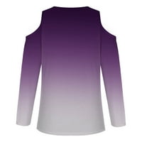 Puntoco ljetni top za žene majica hladno rame pulover bluza V-izrez dugih rukava tisak bijelih 8