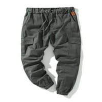 Prednji protok Muškarci Jogger Pant elastični struk Teretne hlače Čvrste pantalone za čipke Uređaj Uređaj
