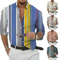 Muškarci Ležerne prugaste košulje s dugim rukavima gumb za bluzu dugih rukava dolje