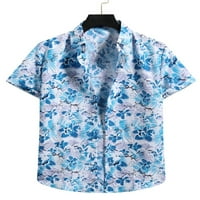 Muškarci opuštene fit tropske košulje lagane bluze s kratkim rukavima Havajski gumb na vrhu majice