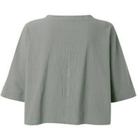 Eleluny ženska majica s rukavima V Vrući izrez Labava bluza plus veličina sive s
