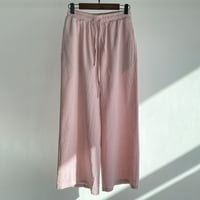 Koaiezne ženske pamučne pantalone nacrtavanje elastičnih struka bočni džepovi visokog ležernih pantalona