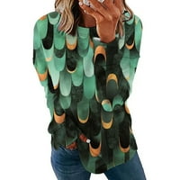 Bluza s dugim rukavima, casual cvjetni vrhovi posadni vrat moda za žene zelena l