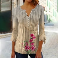 Ženska dobro obučena cvjetna i bluza u gore V košulje s rukavima od vrata pamuk mekani bageri
