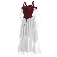 Loopsun Ljetne štedne haljine za žene za žene, žene plus veličine čvrsto hladno hladno rame Leptir rukav