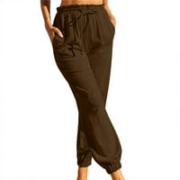 Ženske hlače Ležerni elastični struk Čvrsti udobni povremeni pamuk sa džepovima hlače za žene