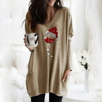 Ženska majica Casual bluza Ispis dugih rukava Božićne jesenske i zimske vrhove
