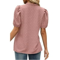 Ženske šifonske bluze kratki rukav čipka V izrez Summer casual polka tots