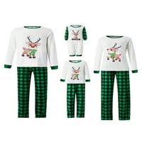 Coduop Family Božićni podudaranje pidžama dugih rukava crtane jelene tiskane vrhove + plaćene hlače