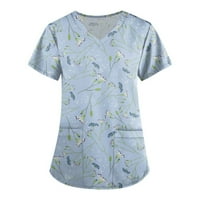 Ženski bluze Grafički printova s ​​kratkim rukavima Bluza plus veličina Ženski plus ljetni V-izrez Blue