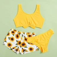 TODDLER kupaći kostimi za djevojke Ljeto Slatka Crisscross suncokret cvjetni print trodijelni kupaći