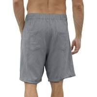 Safuny muške pamučne posteljine pola kratke hlače sa džepom Ljetni čvrsti patentni patentni patentni