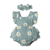 Fattazi Baby Girl Device Daisy Print Crepe tkanina Baby Romper Set Girl Outfits set