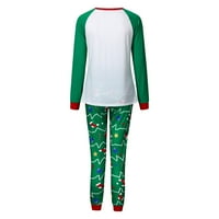 Uklapanje obiteljske božićne pidžame crtani stablo Ispis Top + hlače Porodična odjeća setovi žene zelene