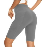 Ženske joge kratke hlače Slim Fit Biker kratke hlače High struk Tummy Control vježbanje Hladnjaci 8 trčanje sportskih kratkih kratkih kratkih hlača sa džepovima sive m