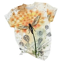 Majica za žene prazne žene Ljeto casual modni okrugli vrat kratki rukav cvijet leptir thirt majica