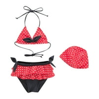 TODDLER Ljetne djevojke Ruffles Dot tiskani kupaći kostimi Tors Hotsovi kupaći kostim bikini sa šeširom