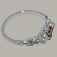 Britanci izrađeni sterling solidni srebrni prsten sa prirodnim granskim i kultiviranim biserima ženskim
