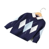 Ležerni geometrijski print ovratnik puloveri dugih rukava mornarsko plave magistrale dečke džempere