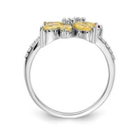 Čvrsti 14K bijeli zlatni dijamant i citrinski žuti studeni Gemstone ružičasti turmalin cvjetni markizni