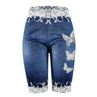 Ženske kratke hlače Butterfly Print Them Jean Plus Veličina Ležerne hlače